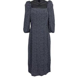 Abercrombie Fitch Dress Women Small S Midi 3/4 Puff Sleeve Leopard Square New